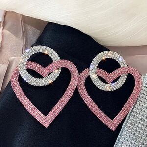 Heart rhinestones earrings A293
